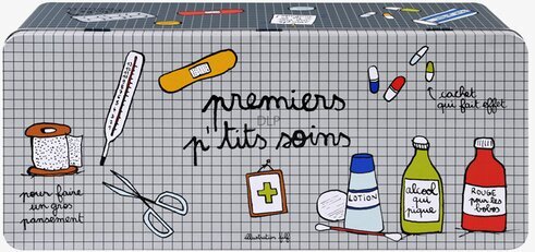 Plåtburk Medicinsaker Grå Ruta från Derriére la porte