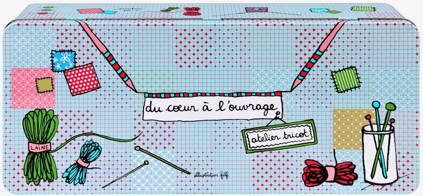 Plåtburk Handarbete Ljusblå från Derriére la porte