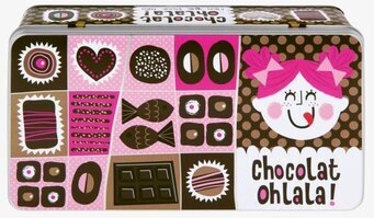 Plåtburk Rut Choklad från Derriére la porte i färgglad design