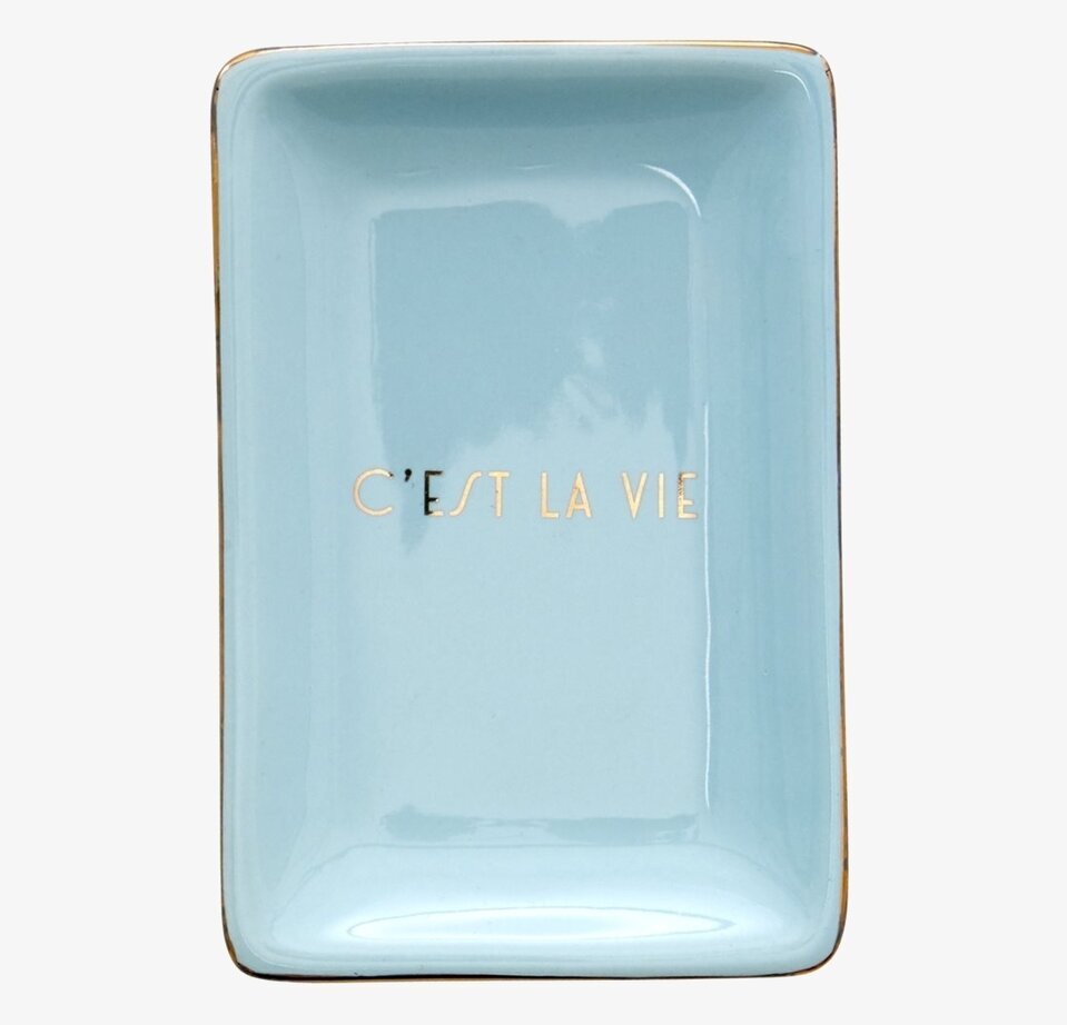 Smyckesfat Cèst La Vie från Rice i blått med guldkant
