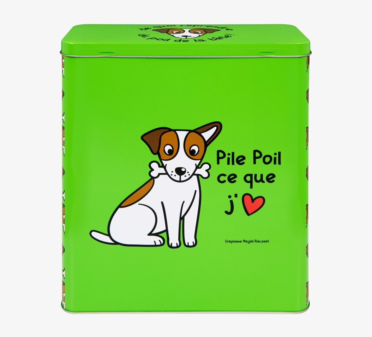 Plåtburk Till min hund från Derriére la porte, limegrön