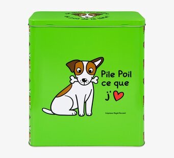 Plåtburk Till min hund från Derriére la porte, limegrön