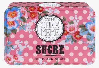 Plåtburk Socker Rosa från Derriére la porte med blommönster