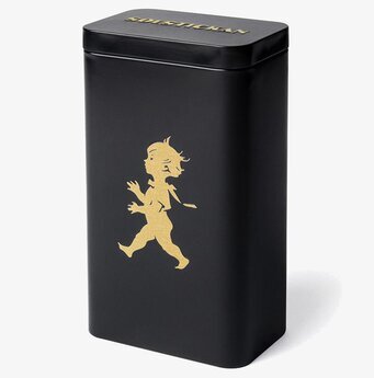 Plåtburk Kaffe Svart/Guld från Solstickan med gulddekoration