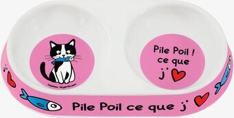 Bild: Dubbelskål för katter med lekfull design och färg