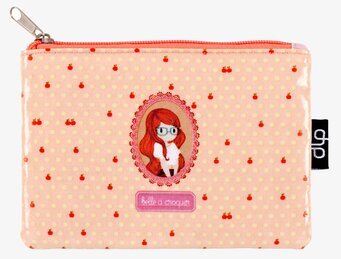 Bild av sminkväska med körsbärsmönster och elegant design