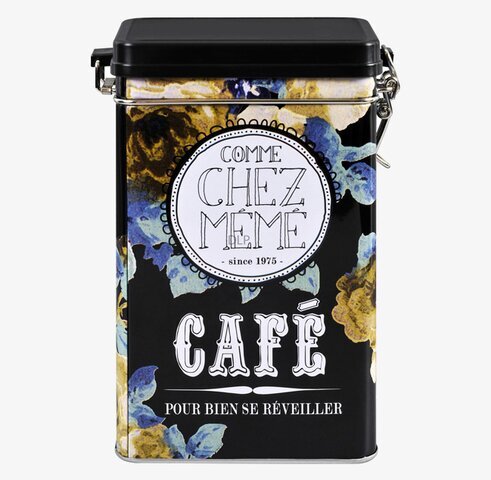Plåtburk Svart Kaffe från Derriére la porte med blommor