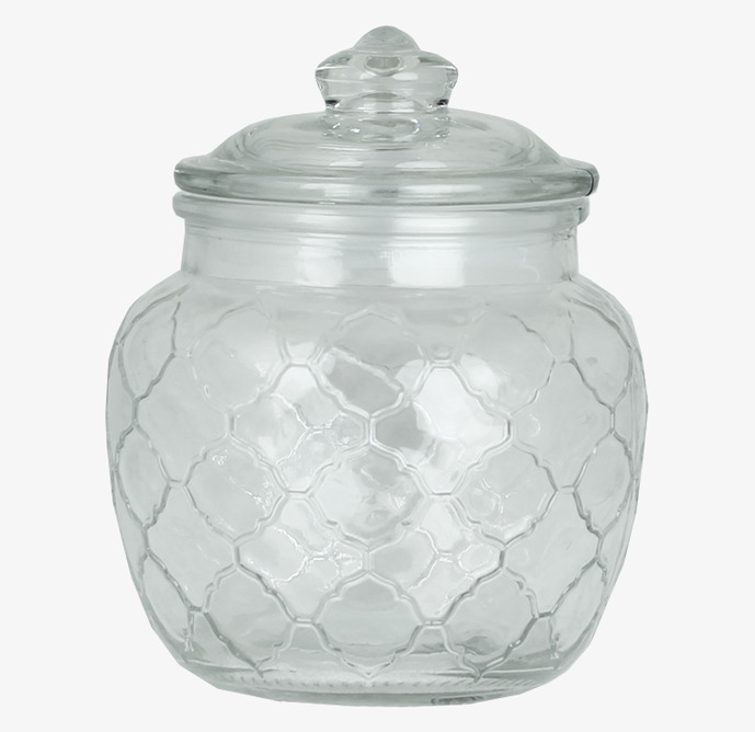 Glasburk Lisa Liten från Strömshaga med hexagonmönster