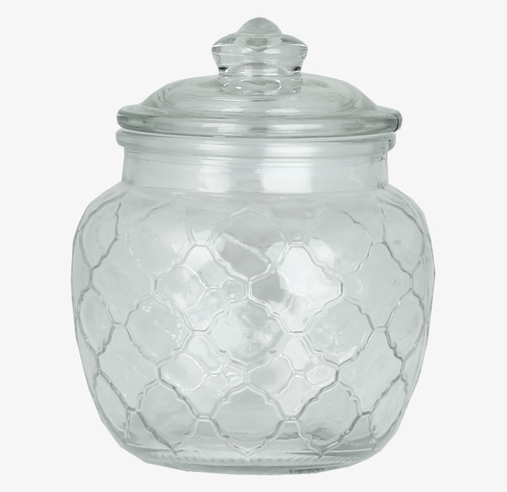 Glasburk Lisa Liten från Strömshaga med hexagonmönster