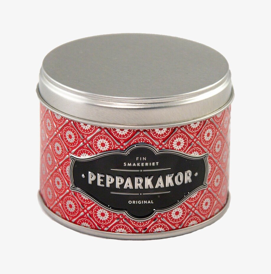 Pepparkakor Miniburk Röd Finsmakeriet LyxigaPlåtburkar.se