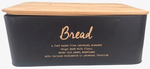 Plåtburk Bröd från BOXinBAG i svart metall med trälock