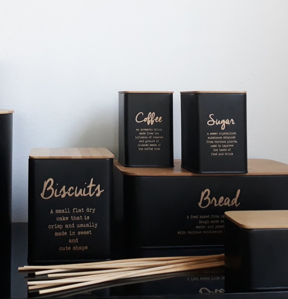 Plåtburk Kaffe Square från BOXinBAG med trälock och etikett