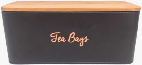 Plåtburk Te från BOXinBAG med trälock och guldfärgad text