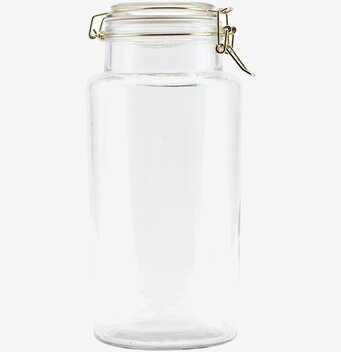 Bild av elegant och funktionell glasburk med metallbygel