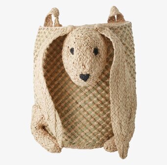 Foto av kaninformad förvaringskorg i naturfiber