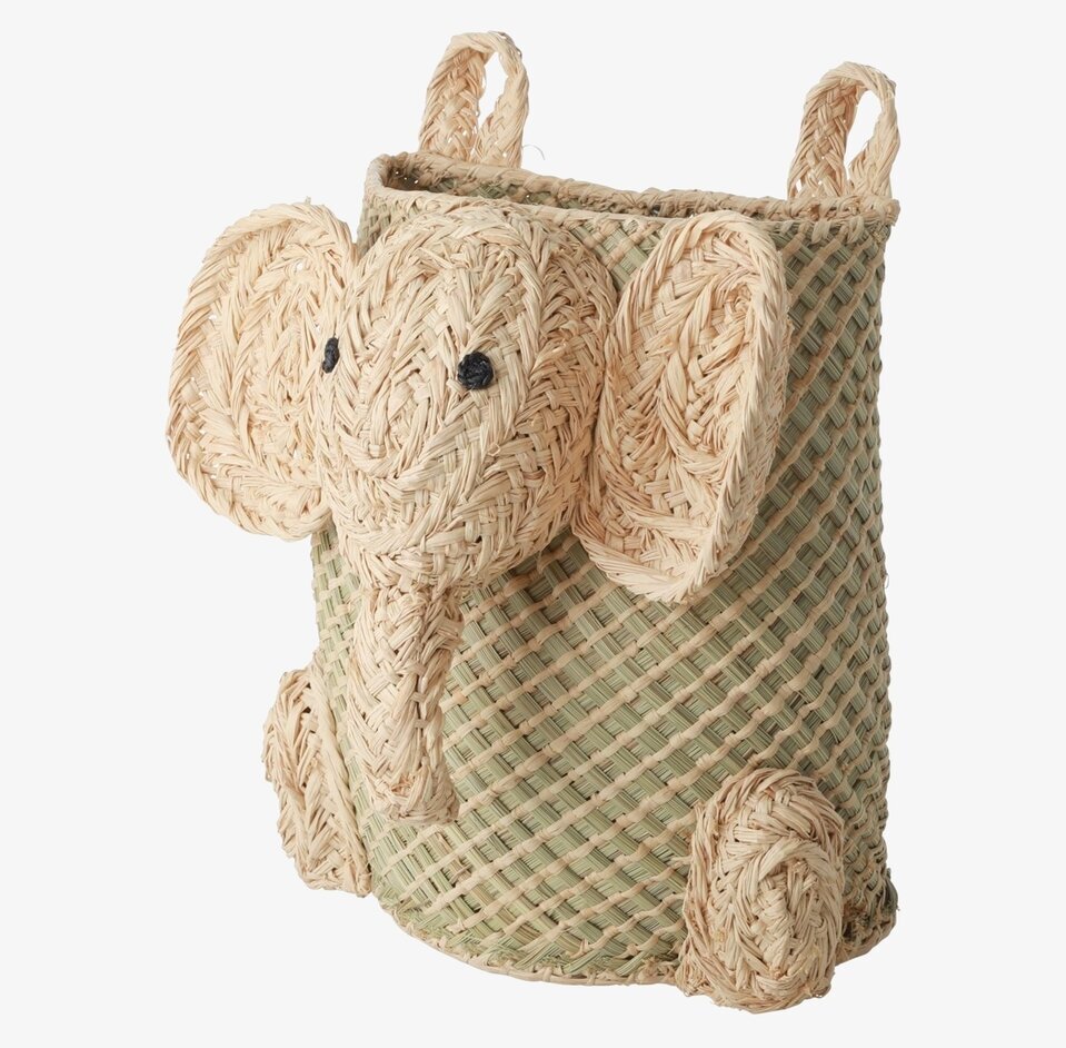 Förvaringskorg Vägg Elefant från Rice i naturmaterial