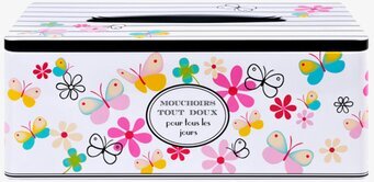 Bild av servettställ med färgglada fjärilar och blommor