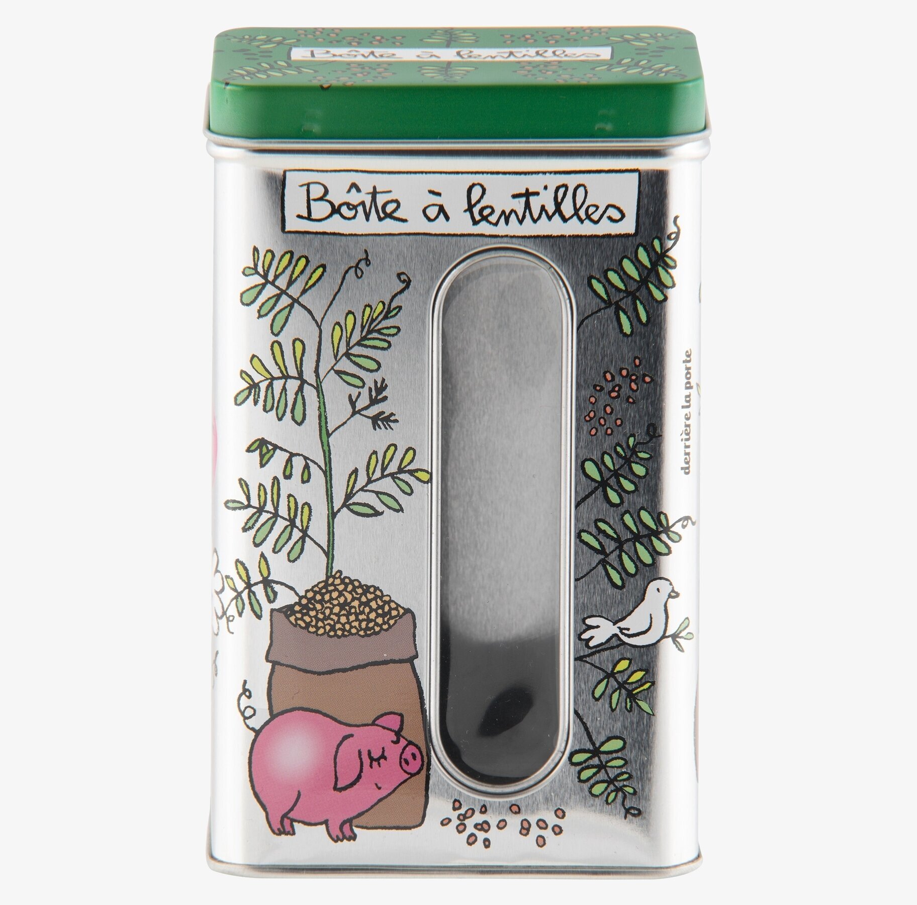 Plåtburk Linser från Derriére la porte med grönt lock