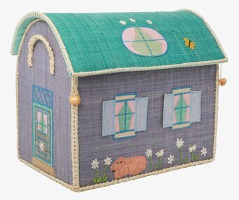 Bild av charmig förvaringskorg formad som ett hus