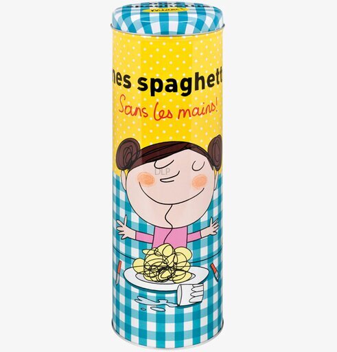 Plåtburk Spagetti från Derriére la porte i färgglad design