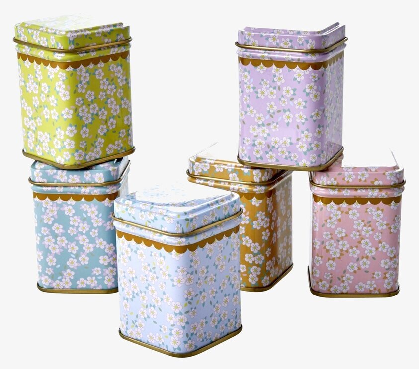 Liten Plåtburk Flower Prints från Rice i olika färger