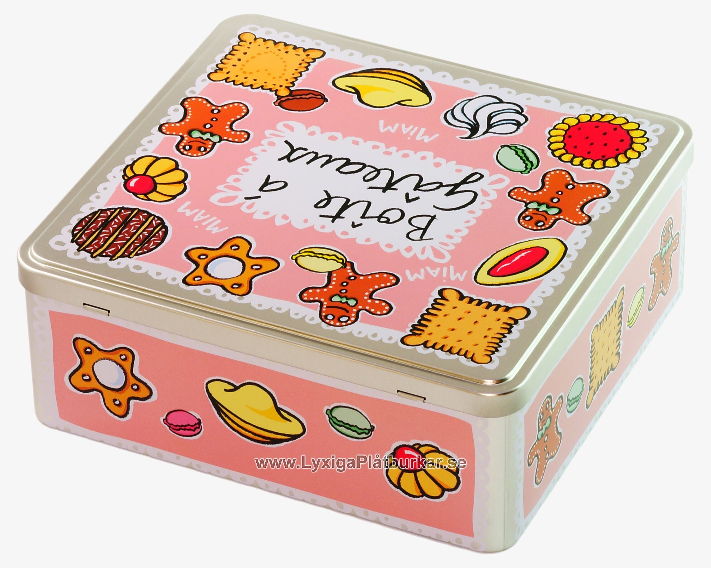 Plåtburk Småkakor rosa från Derriére la porte, ljusrosa