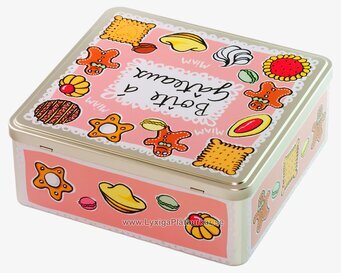 Plåtburk Småkakor rosa från Derriére la porte, ljusrosa