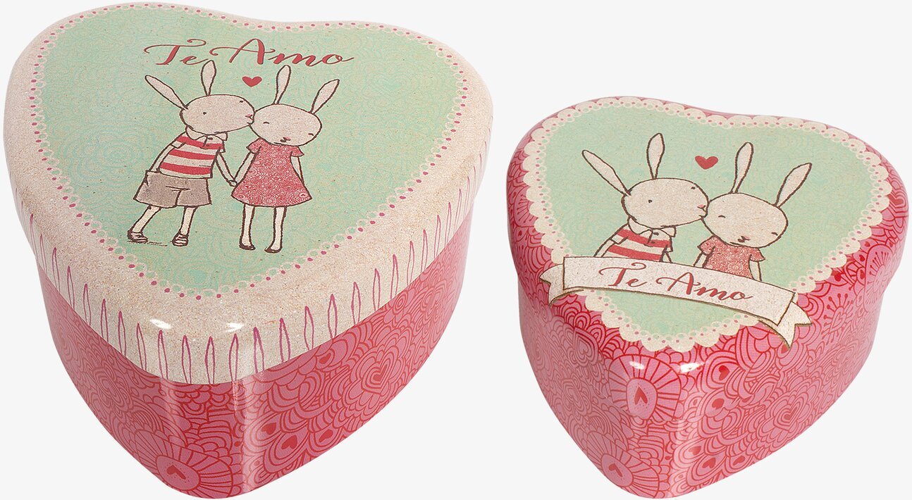 Plåtburk Heart Rabbit 2 st/set från Maileg med kaniner