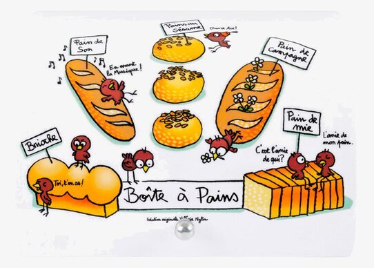 Bild av lekfull brödburk med färgglada illustrationer