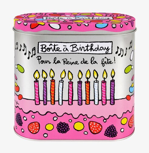 Plåtburk Speldosa rosa från Derriére la porte med ljus