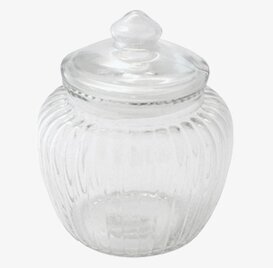 Bild av elegant räfflad glasburk för stilfull förvaring