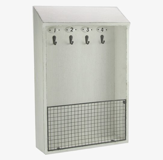 Bild av stilrent träskåp för nycklar och postförvaring