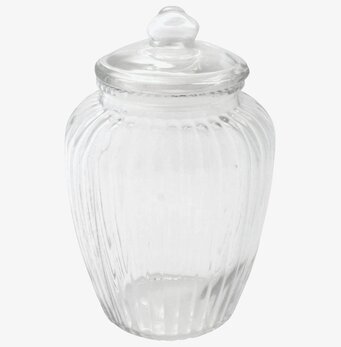Bild av räfflad glasburk med elegant och funktionell design