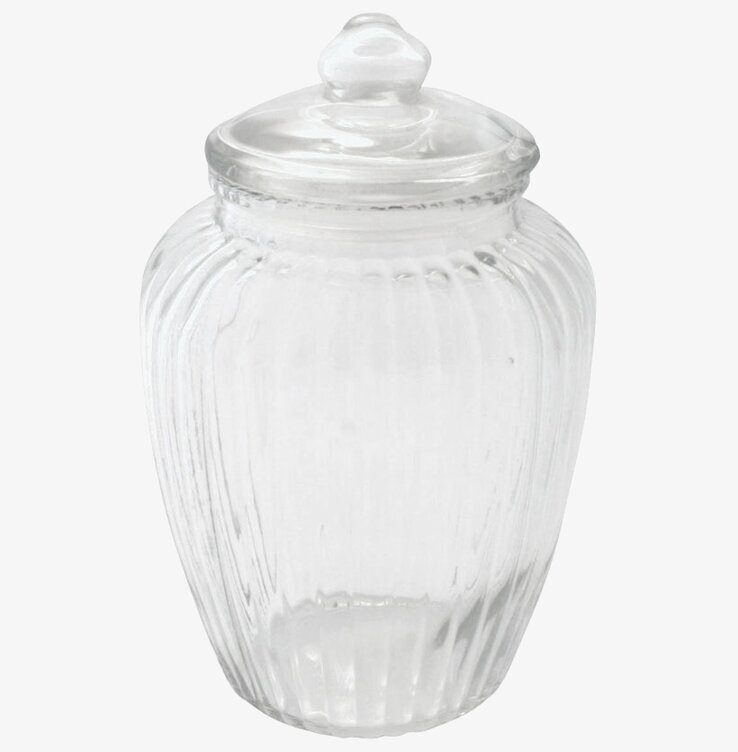 Bild av räfflad glasburk med elegant och funktionell design