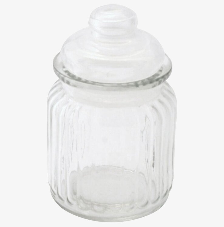 Bild av exklusiv glasburk med räfflad design för hemmet