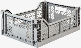 Foto av stapelbar förvaringsback i ljusgrå plast