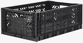 Foto av svart rektangulär förvaringsback i plast