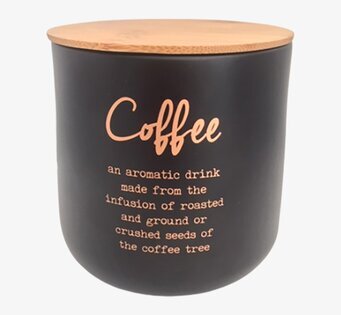 Plåtburk Kaffe från BOXinBAG med svart yta och bambulock