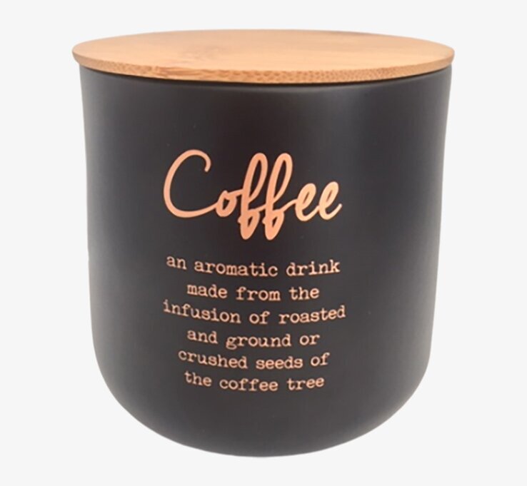 Plåtburk Kaffe från BOXinBAG med svart yta och bambulock