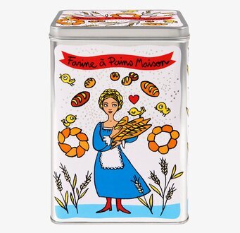 Plåtburk Mjöl vit från Derriére la porte med färgglad design