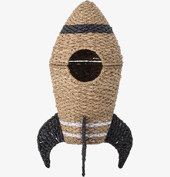 Bild av kreativt designad förvaringskorg som rymdraket