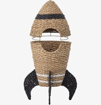 Foto av unik förvaringskorg i rymdraketsdesign