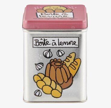 Plåtburk Jäst från Derriére la porte med färgglada illustrationer