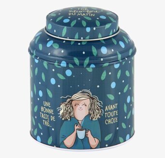 Plåtburk Te Earl Grey från Derriére la porte med bladmotiv