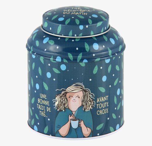 Plåtburk Te Earl Grey från Derriére la porte med bladmotiv