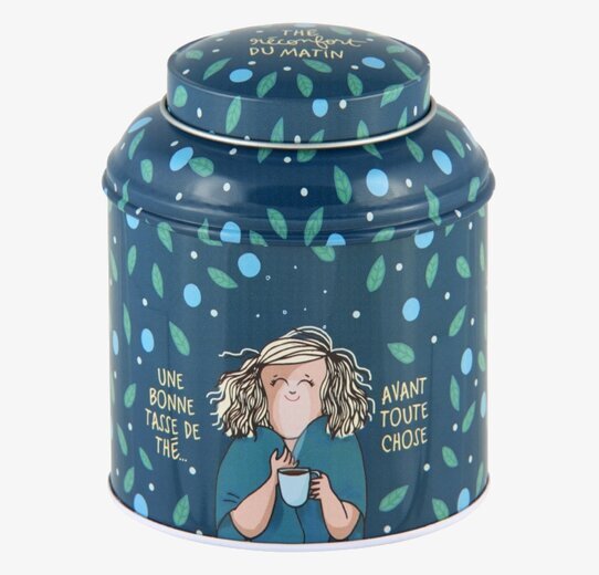 Plåtburk Te Earl Grey från Derriére la porte med bladmotiv