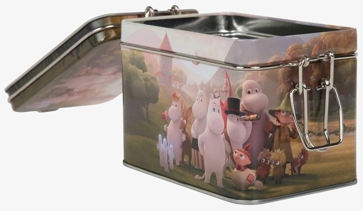 Bild av färgglad och detaljerad teburk med Muminmotiv