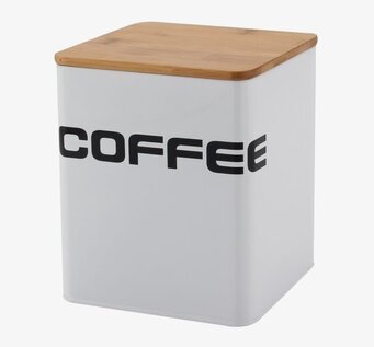Plåtburk Coffee från Weiste med vit yta och trälock