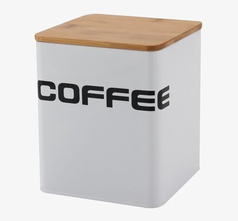 Plåtburk Coffee från Weiste med vit yta och trälock