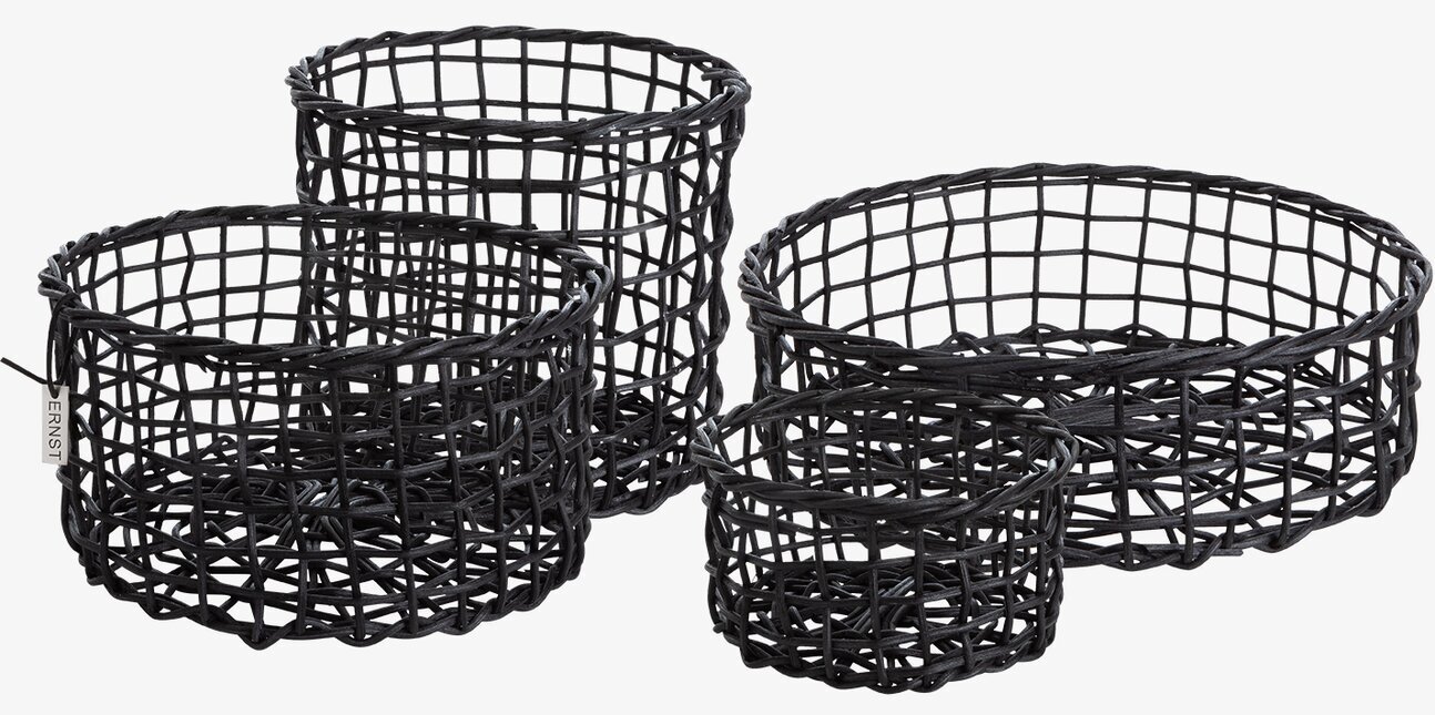 Ernst Korgar Set om 4 i flätat svart material för förvaring